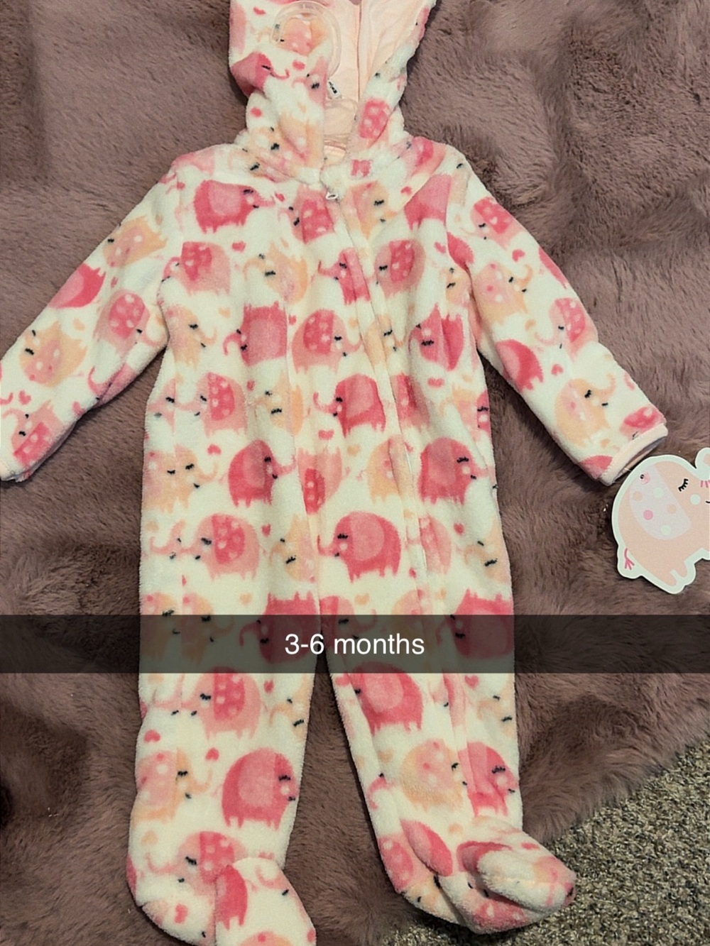 Infant Hooded Pink Elephant Fleece Pajamas - Cozy One-Piece